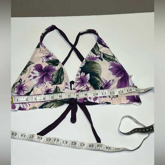 🌻 Purple / Eggplant Floral Tropical Bikini Set sz XL swim beach vacation travel - Picture 7 of 8